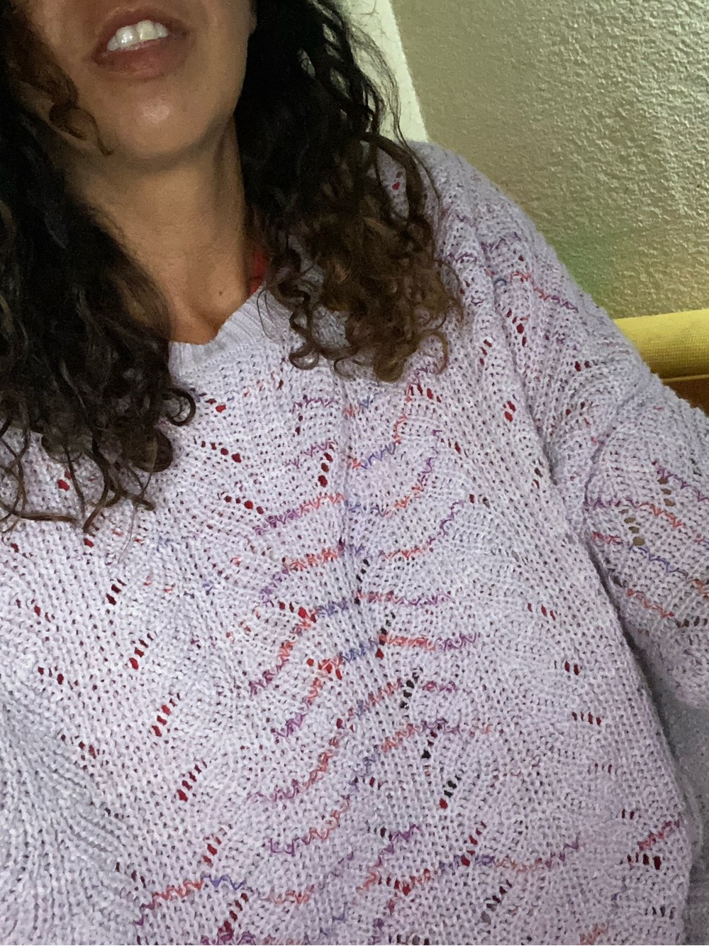 Light Lavender Open-Weave Crewneck Sweater - Women's Casual Pullover